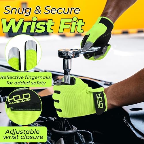 HANDLANDY Work Gloves for Men & Women, Utility Mechanic Working Gloves Touch - Image 5