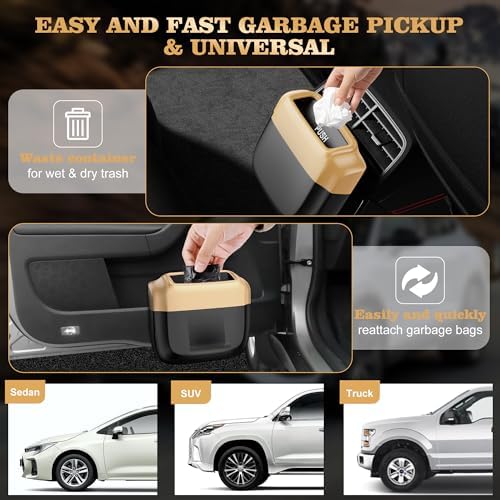 1 Pack Car Trash Can with Lid, Built-in Storage Garbage Bag - Image 6