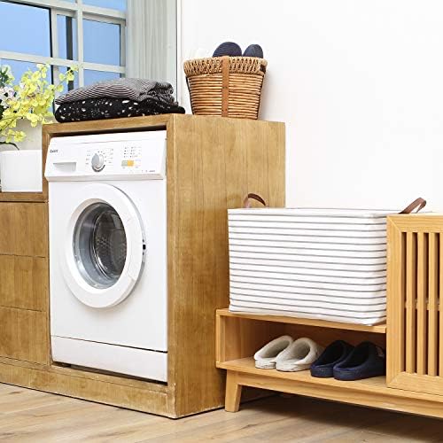Hinwo 2-Pack Extra Large Canvas Fabric Storage Baskets - Image 2