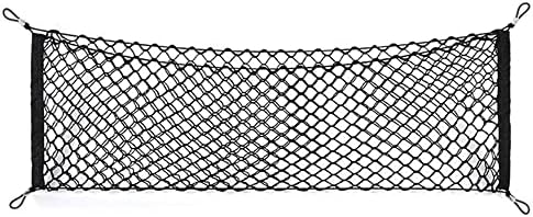 Car Rear Cargo Net, Universal Adjustable Elastic Trunk Cargo Storage Organizer by Geweeco