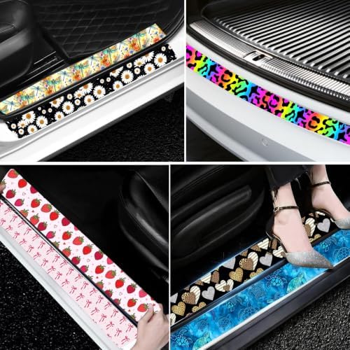 5PCS Bat Car Door Sill Sticker Carbon Fiber Leather Auto Decal - Image 6
