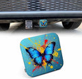 Butterfly Receiver Hitch Tube Cover Abstract Rainbow Butterfly Floral Car Rear by Beabes