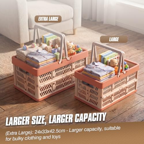 2-Pack Large Foldable Storage Crates, 33.7L PP Collapsible Bins Grey - Image 4