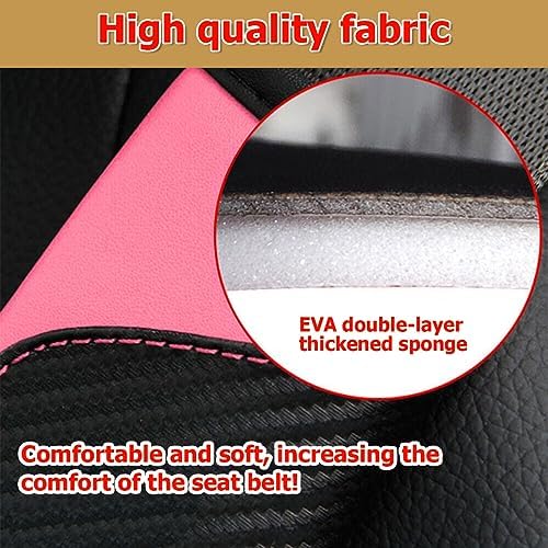 AUCELI 2PCS Carbon Fiber Car Seat Belt Cover, Breathable Leather - Image 4