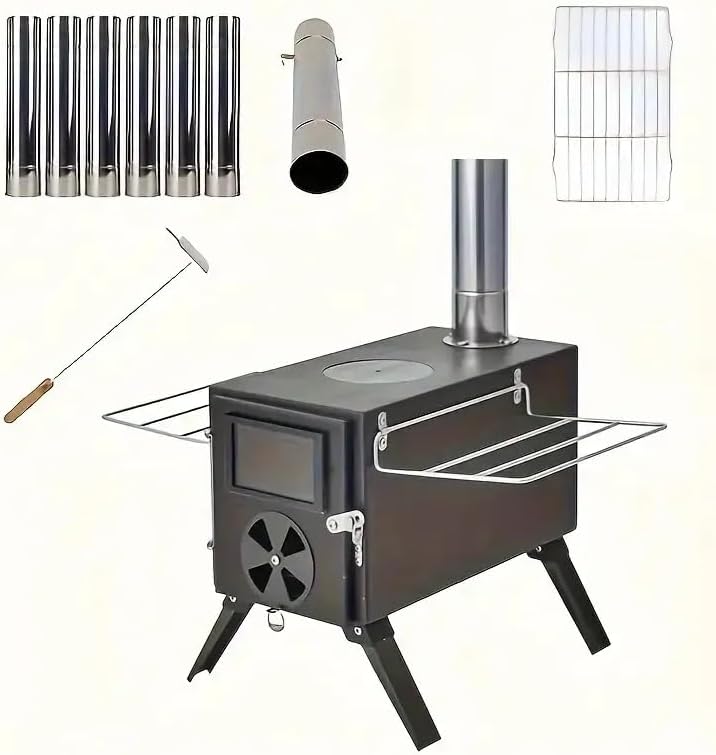Portable Hot Tent Stove, Light Weight Camp Wood Stove, Carbon Steel Camping - Image 5