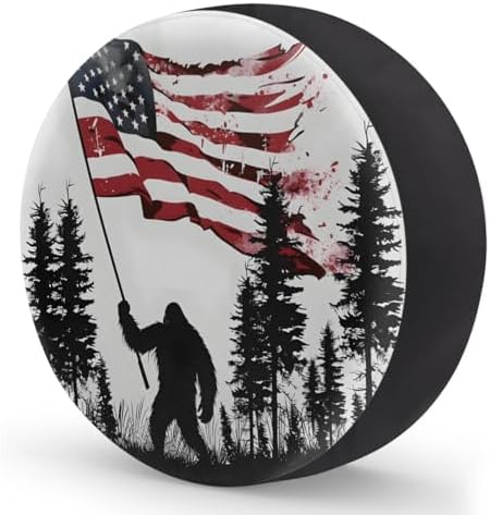 Rv Spare Tire Cover Wheel Bigfoot Flag Mountai Fun Tire Covers Wheel Protectors - Image 2
