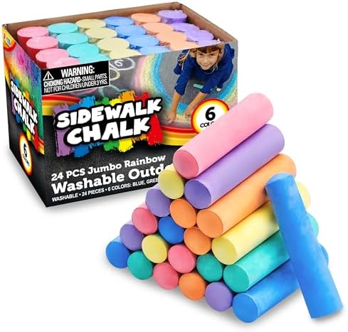 JOYIN 24 PCS Washable Sidewalk Chalks Set Non-Toxic Jumbo Chalk by JOYIN
