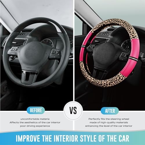 Road Comforts Leopard Steering Wheel Cover - Image 3
