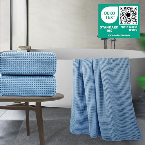POLYTE 430 GSM Poly Blend Microfiber Waffle Bath Sheet XL Set, 35x70 in - Image 3