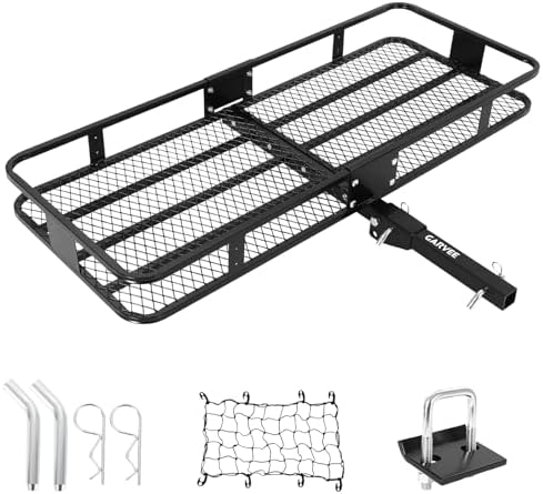 Garvee Folding Hitch Mount Cargo Carrier Basket 60" x 20" x 6", Hauling Weight by Garvee