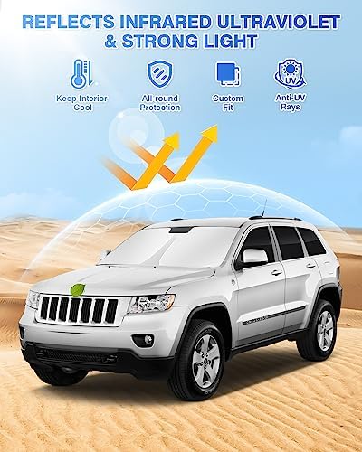 Canvcle Window Shades for 2011-2021 Jeep Grand Cherokee Accessories Windshield - Image 2