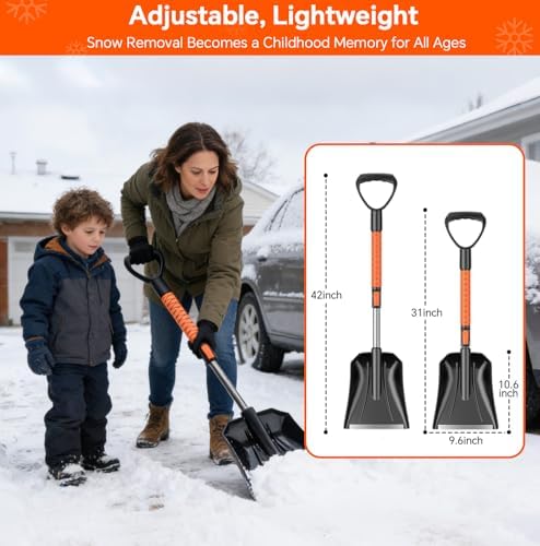 7 in 1 Snow Shovel & Snow Brush Kit, 47.2" Ice Scrapers & Snow Shovel Kit - Image 6