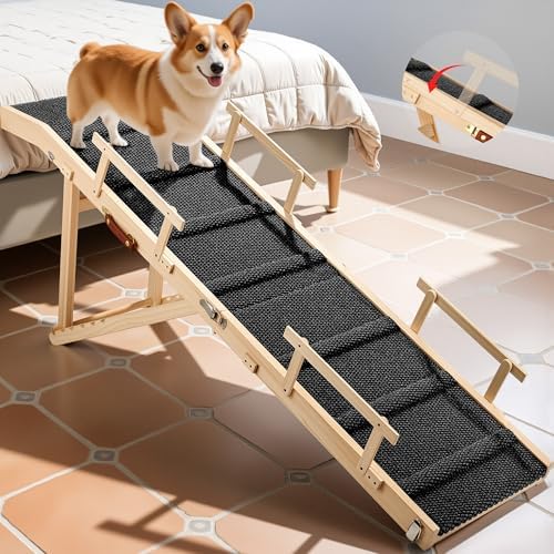 Dog Ramp for Bed with Rails, Dog Ramps for High Beds with Safety Side Railng by Makeyourlifeeasier