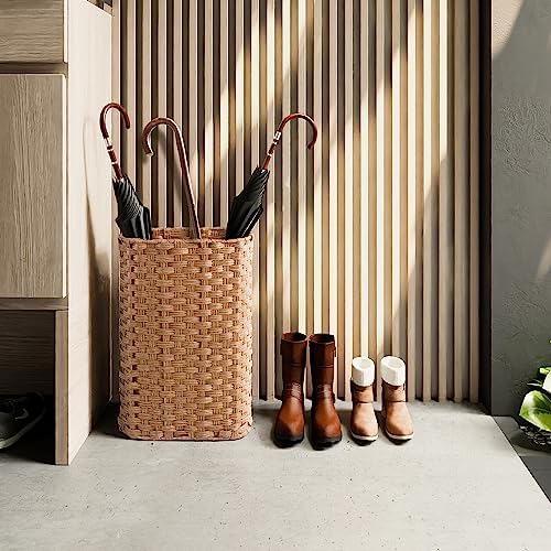 PEMAR Wicker Umbrella Holder, Hand Woven Umbrella Stand Basket Decorative Cane - Image 4