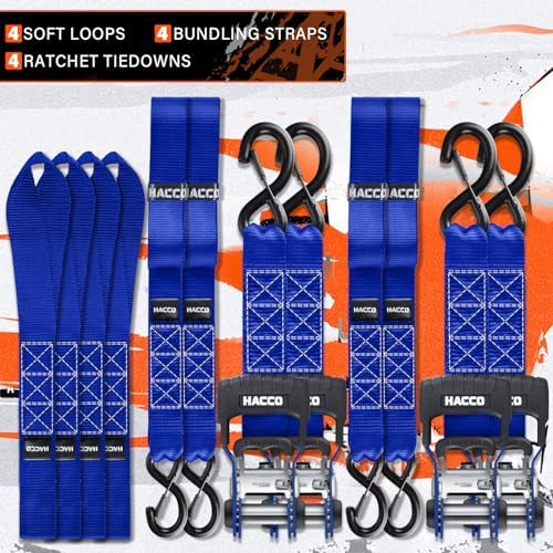HACCOPLANET 1.6in Heavy Duty Ratchet Tie Down Straps 4PK - Image 4