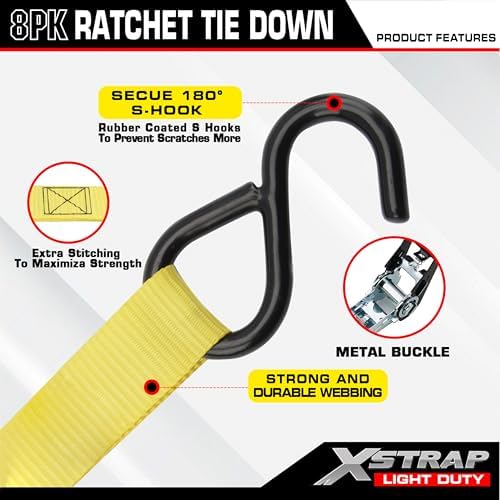 XSTRAP STANDARD 8-PK Ratchet Tie Down Straps - Image 5