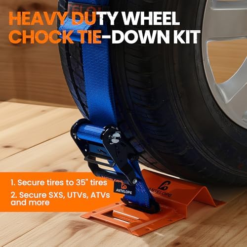 A ANTELOPE Heavy Duty Wheel Chock Tie Down Kit 4pk Trailer Tire Straps - Image 6