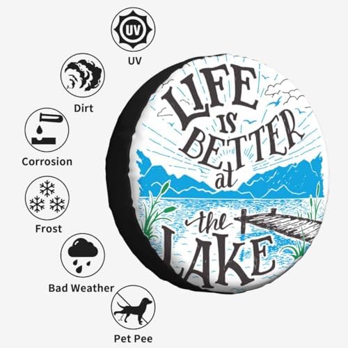 Lake House Sign Spare Tire Cover Life is Better at The Lake Polyester Universal - Image 6