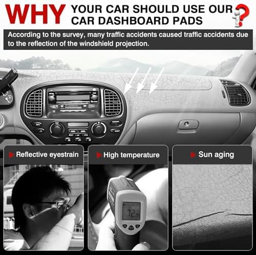 Autorder Dashboard Cover Mat for 2000-2006 Toyota Tundra & 2001-2007 Toyota - Image 2