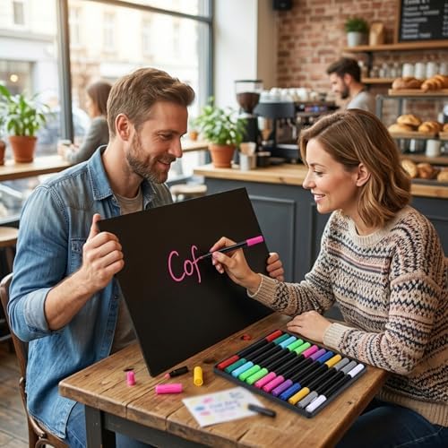 12 PCS Pink Liquid Chalk Markers Wet or Dry Erase Fine Tip Neon Pens - Image 7