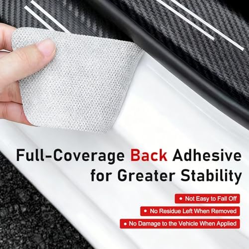 9 PCS Car Door Sill Protector, Carbon Fiber Rear Bumper Guard Strip, Leather - Image 5