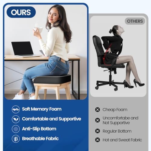 SweetSlubr Memory Foam Seat Cushion, Office Chair Cushion - Image 5