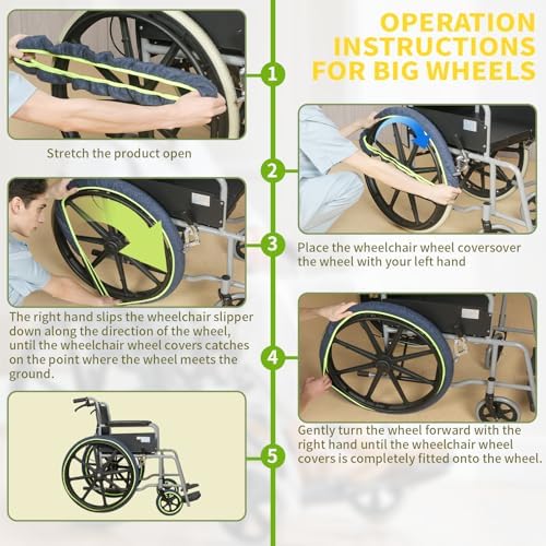 Wheelchair Tire Covers for Wheel to Protect Floors Carpets, Wheelchair - Image 6
