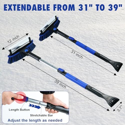 CARCAREZ 39" Extendable Car Snow Brush and Ice Scraper, Windshield Window Ice - Image 5