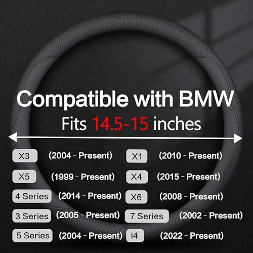 Leather Car Steering Wheel Cover, Breathable Laser-Perforated, Pure Black - Image 3