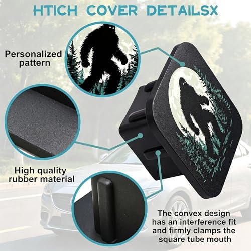 Hitch Cover Fits for 2 Inch Hitch Sasquatch in Moonlit Woods Towing Hitch Plug - Image 3