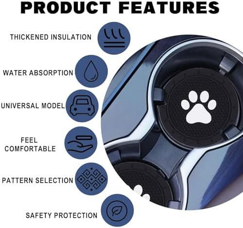 4 Pack Car Cup Holder Coasters, Dog Paw Insert Car Cup Coaster, 2.75 Inch Anti - Image 5