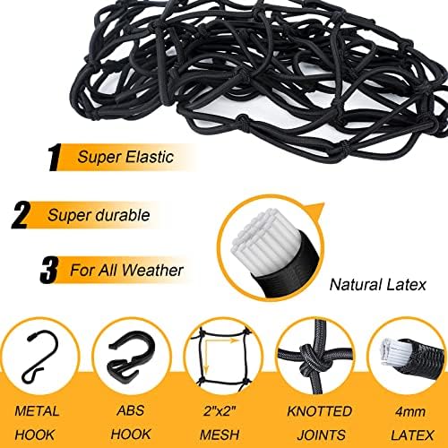 GSPSCN 16"x16" Portable Heavy Duty Cargo Net Stretches to 47"x47" - Image 2