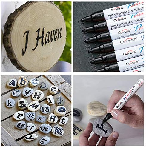 Overseas 12 Black Paint Pens Permanent Markers, Oil Based Paint Markers - Image 3