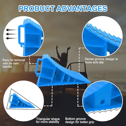 4Pack Wheel Chocks for RV Trailer Non Slip Heavy Duty - Image 6