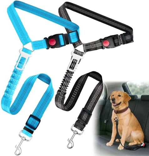 2-Pack Dog Car Seat Belt, 3-in-1 Headrest-Mounted Dog Seatbelt by Frskcssd