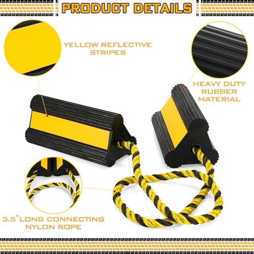 4 Pair Heavy Duty Rubber Wheel Chocks - Image 3