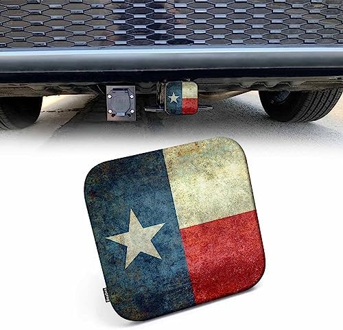 Texas Flag Trailer Hitch Tube Cover Plug Cap, Grunge The Lone Star American by Beabes