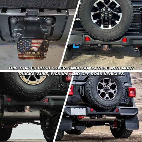 2 Inch American Eagle USA Flag Trailer Hitch Cover Rubber Receiver Tube Plug Cap - Image 5