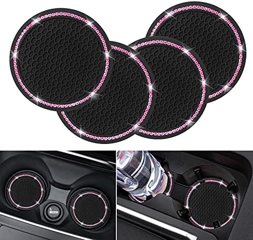 4 Pack Car Coasters, Universal Vehicle Bling Car Coaster, Cute Rhinestone by COCASES