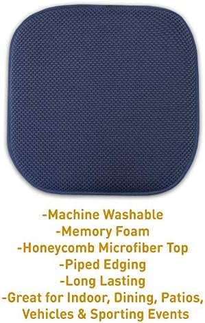 Sweet Home Collection Memory Foam Chair Cushion Honeycomb Pattern Solid Color - Image 3