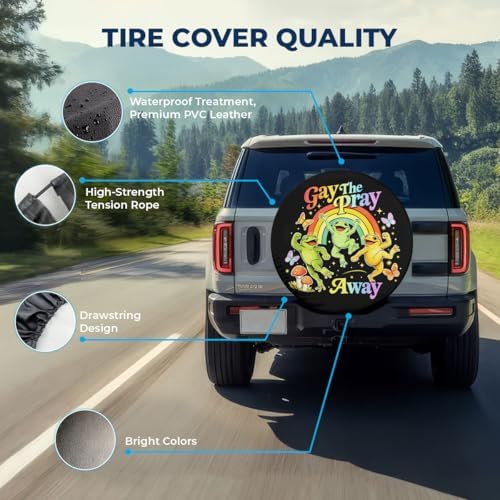 GENANY Rainbow Frog Pride Thick PVC Leather Spare Tire Cover Size 14 - Image 4