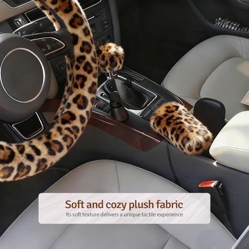 Fluffy Steering Wheel Cover 3PCS Set – Plush Fuzzy Fur Steering Wheel Cover - Image 4