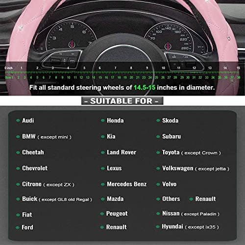 Pink Steering Wheel Cover, Diamond Leather Bling Steering Wheel Cover, - Image 5