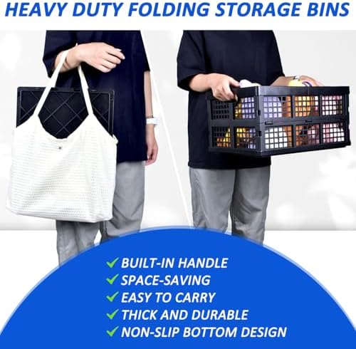 CONLI 3 Pack 34L Large Plastic Folding Crates - Image 4