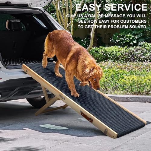 Folding Dog Ramp Safety for Bed, Wooden 5 Adjustable Height Pet Ramps, Potable - Image 5