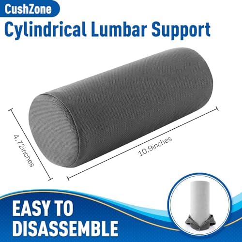 CushZone Lumbar Roll Support Pillow, Memory Foam Back Cushion - Image 2