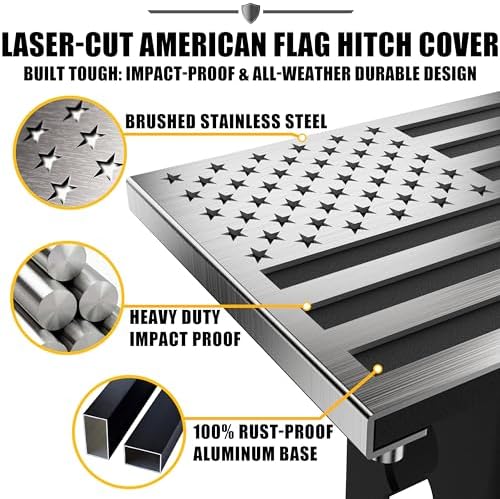Synrroe Heavy Duty American Flag Hitch Cover & Keyless Hitch Lock Bundle - Image 4
