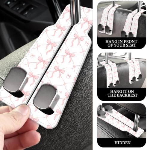 PU Leather Car Seat Hook, Storage Headrest Hanger, Cute Car Backseat Organizer - Image 2