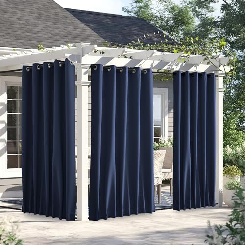 NICETOWN Weighted Curtains for Patio Waterproof W66xL84 Navy 2 Panels by NICETOWN