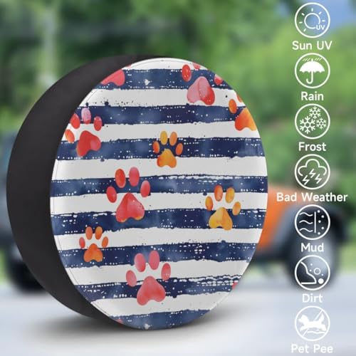 Spare Tire Cover for RV Trailer, Animal Paw Print Tire Covers Universal Fit for - Image 3